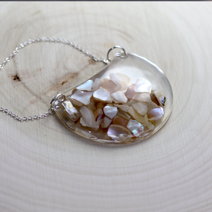 Crescent Moon Bib Pendant with Real Mother of Pearl Shells image 2