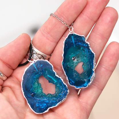 Aqua Clear Blue Water Geode Pendant image 4