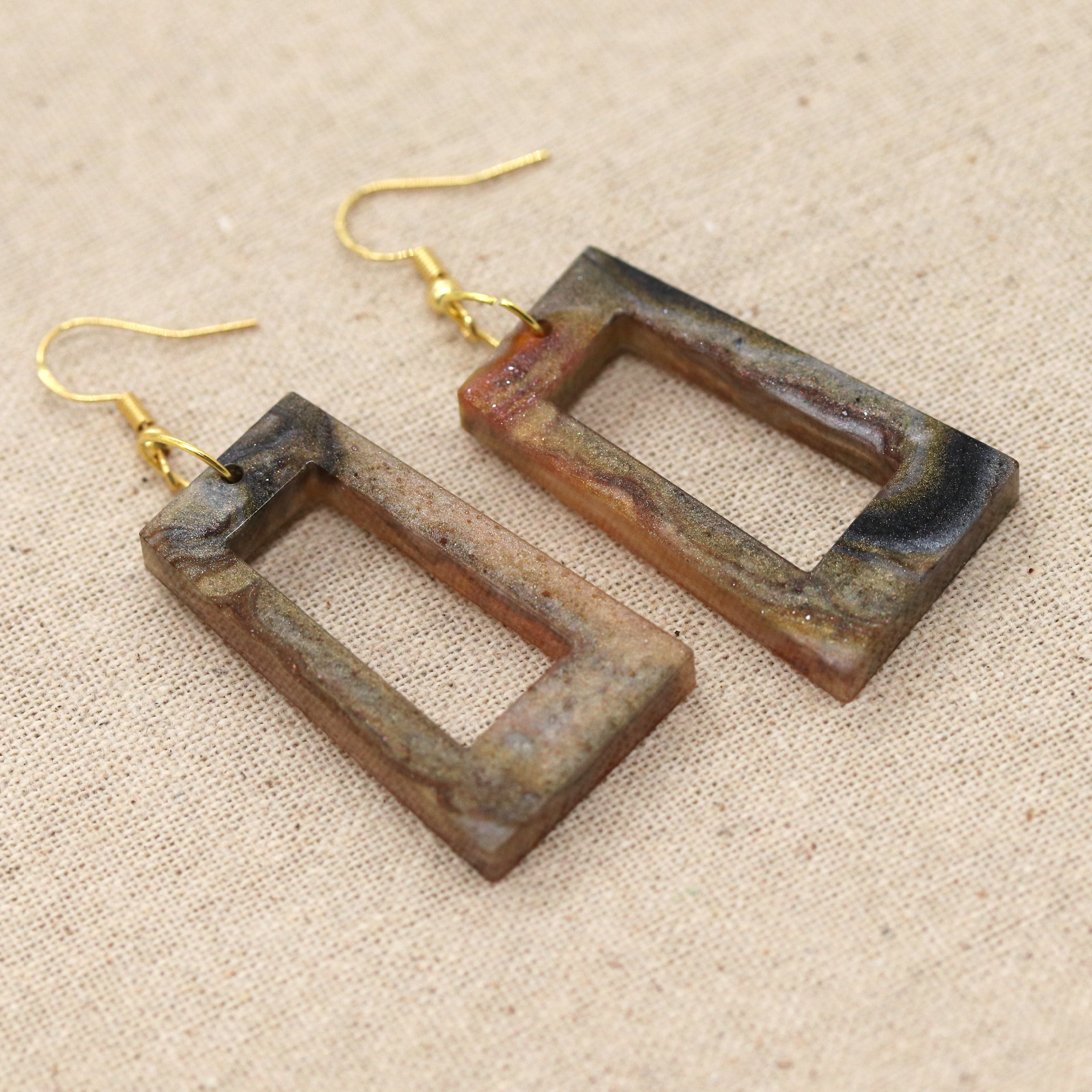 Smokey Tortoiseshell Boho Trapezoid-Shaped Earrings image 1