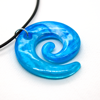 Ocean Pearly Blue Marble Spiral Pendant image 3