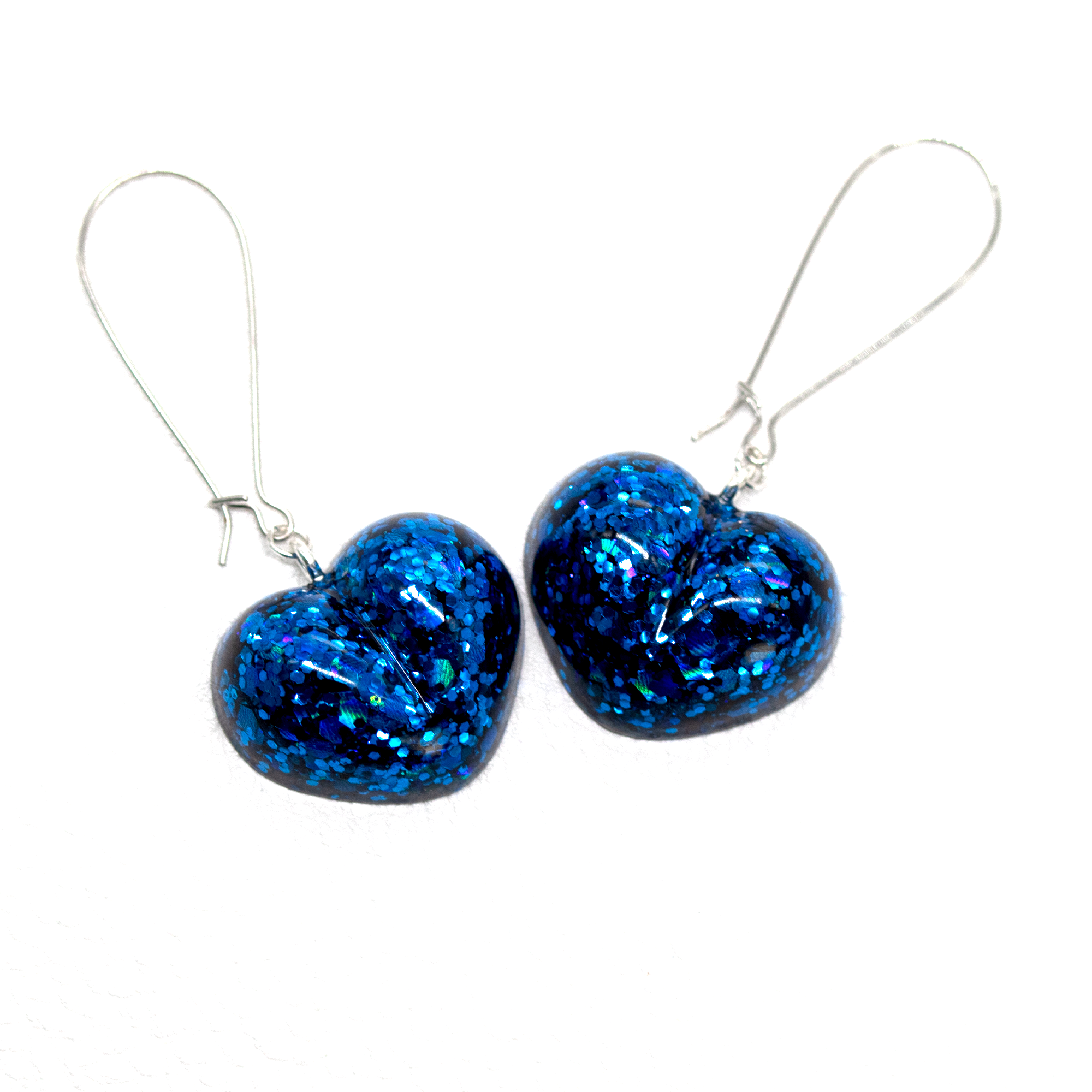 Hanukkah Blue Sparkly Heart Earrings image 4