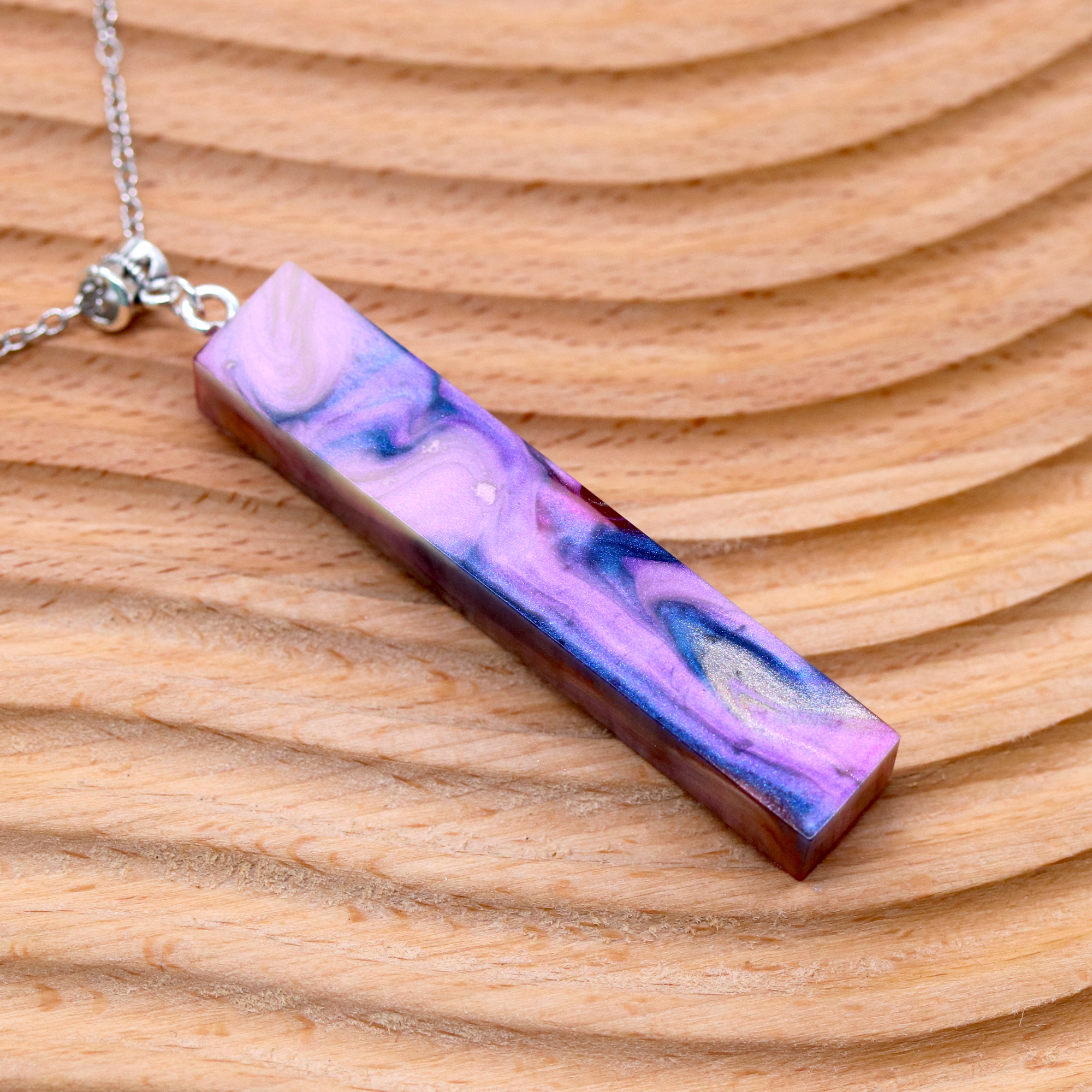 Pink + Purple Opal Marble Simple Bar Pendant image 1