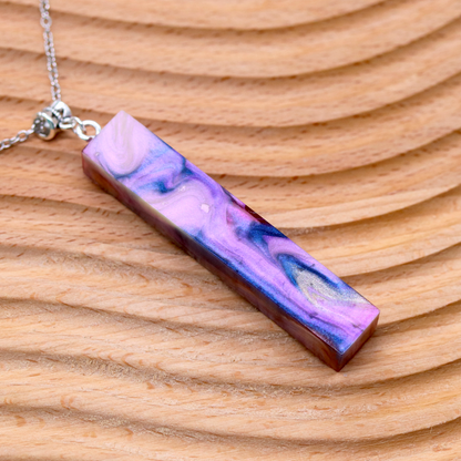 Pink + Purple Opal Marble Simple Bar Pendant image 1