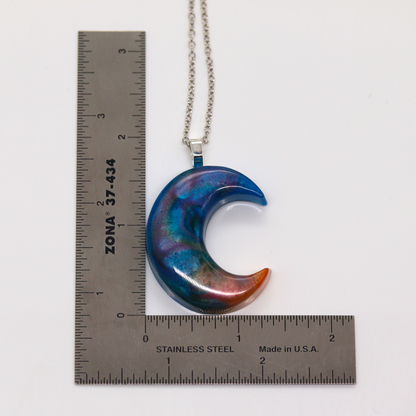 Blue + Rose Gold Crescent Moon Pendant image 10