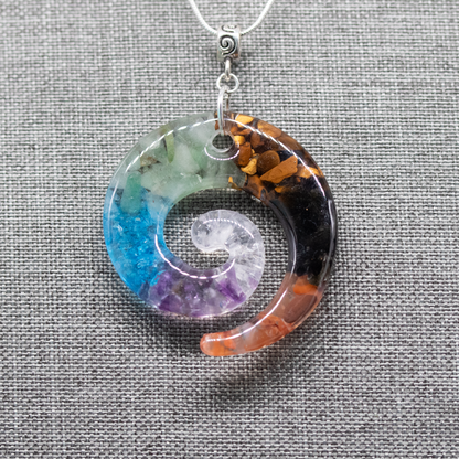 7 Chakra Stone Healing Crystal Spiral Pendant image 4