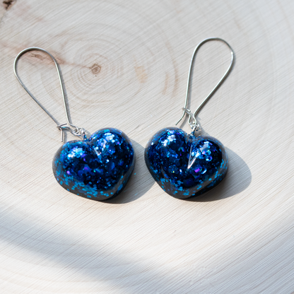 Hanukkah Blue Sparkly Heart Earrings image 0