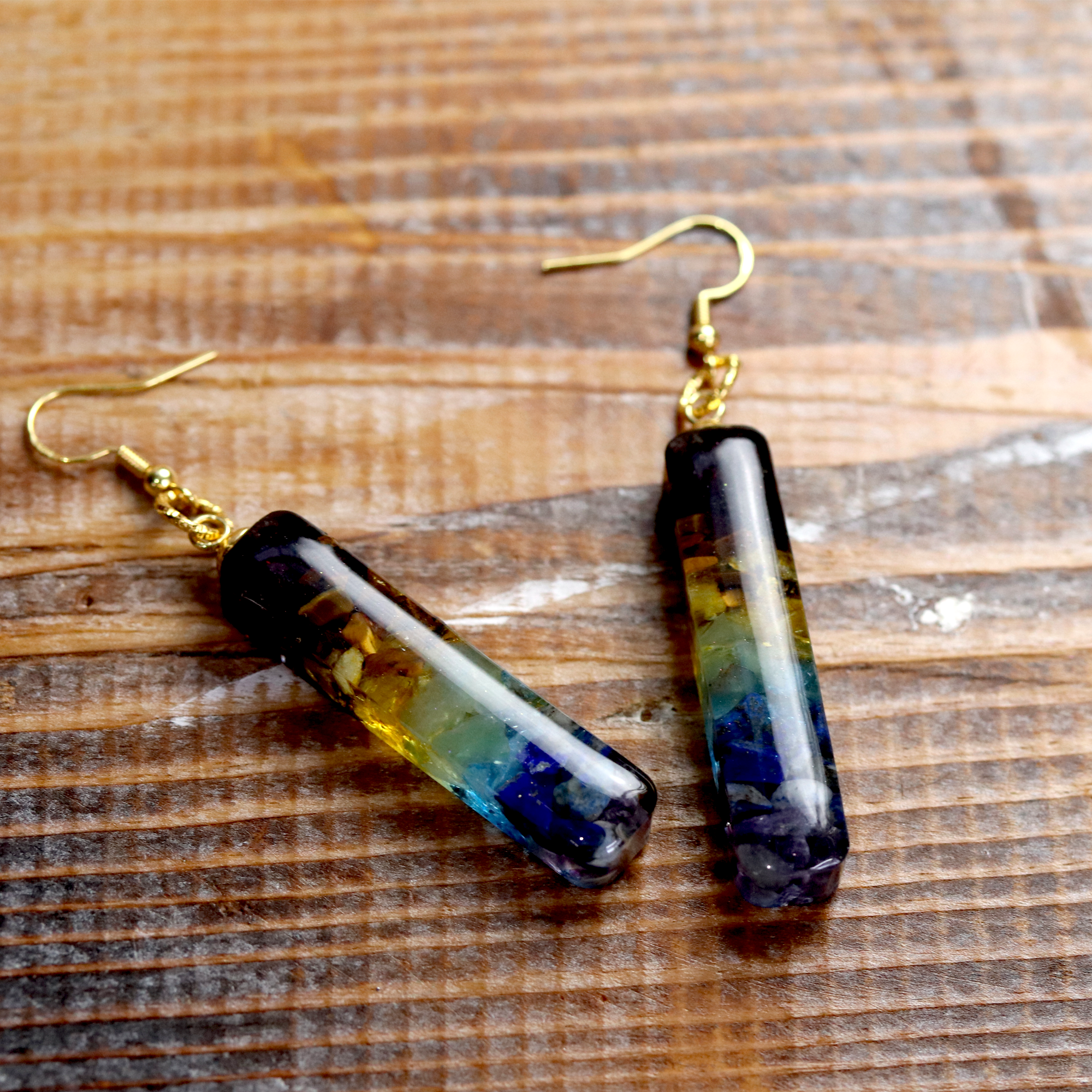 7 Chakra Stone Healing Crystal Bar Dangling Earrings image 2