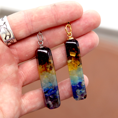 7 Chakra Stone Healing Crystal Bar Dangling Earrings image 6