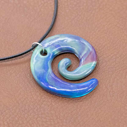 Blue Earth Marble Spiral Pendant image 0