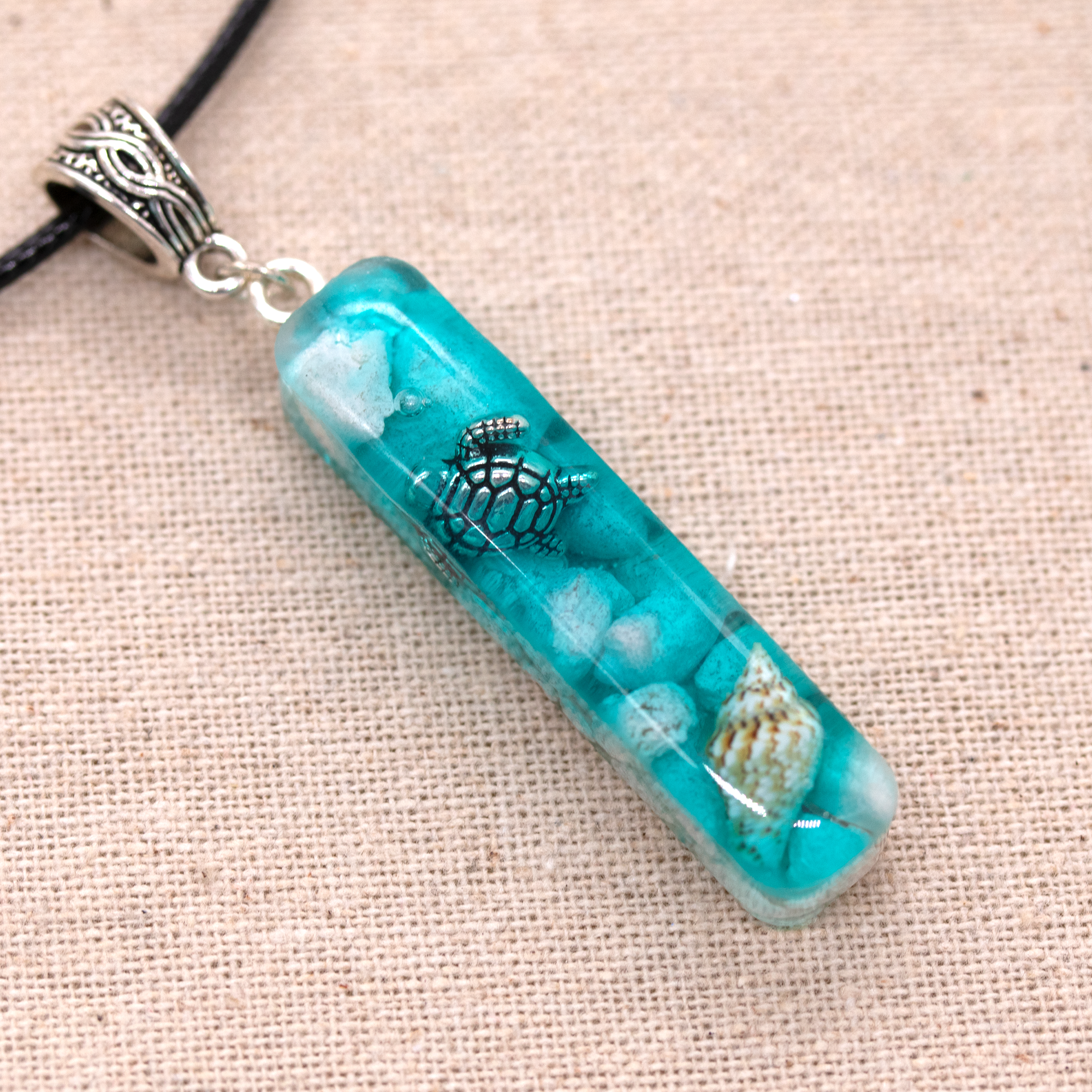 Aqua Underwater Turtle Seascape Bar Pendant image 6