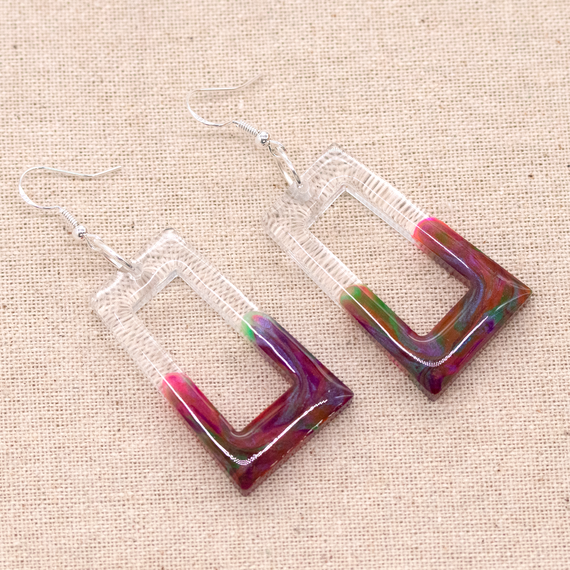 Psychedelic Swirl Boho Trapezoid-Shaped Earrings image 5