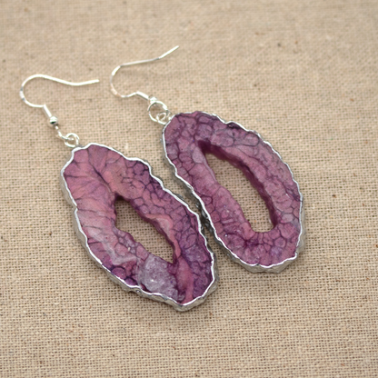 Lavender Crackle Geode Earrings Set image 3