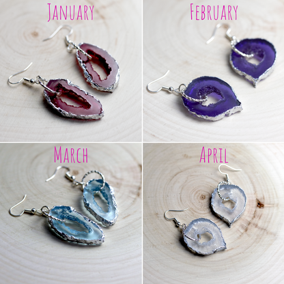 April - Diamond Birthstone Inspired Geode Earrings image 7