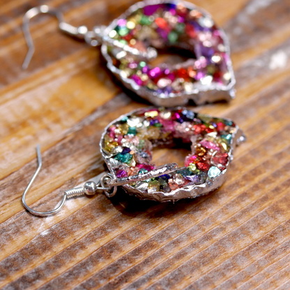 Rainbow Geode Pendant and Earrings Set image 7