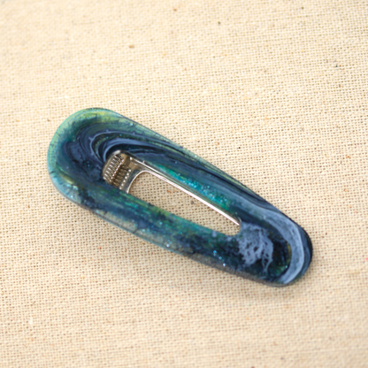 Smokey Green Galaxy Barrette Set image 3