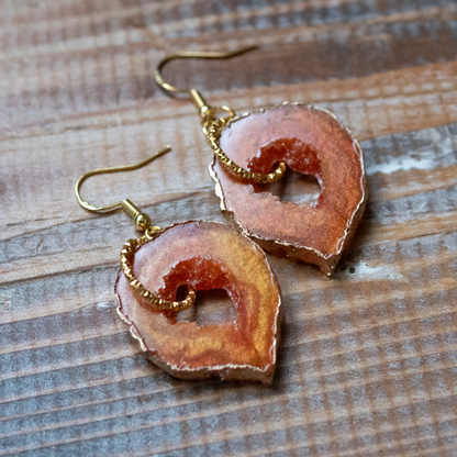 Amber Topaz Geode Earrings image 2