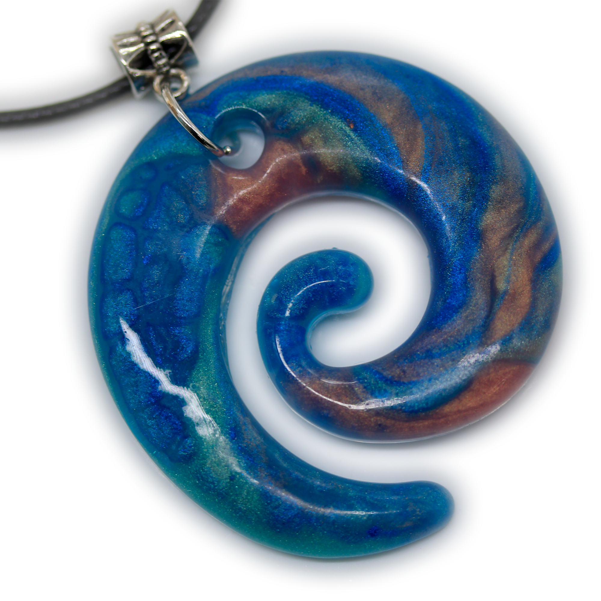 Blue + Coral Spiral Pendant image 4