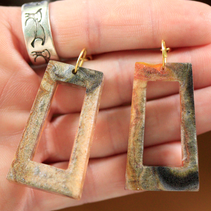 Smokey Tortoiseshell Boho Trapezoid-Shaped Earrings image 6