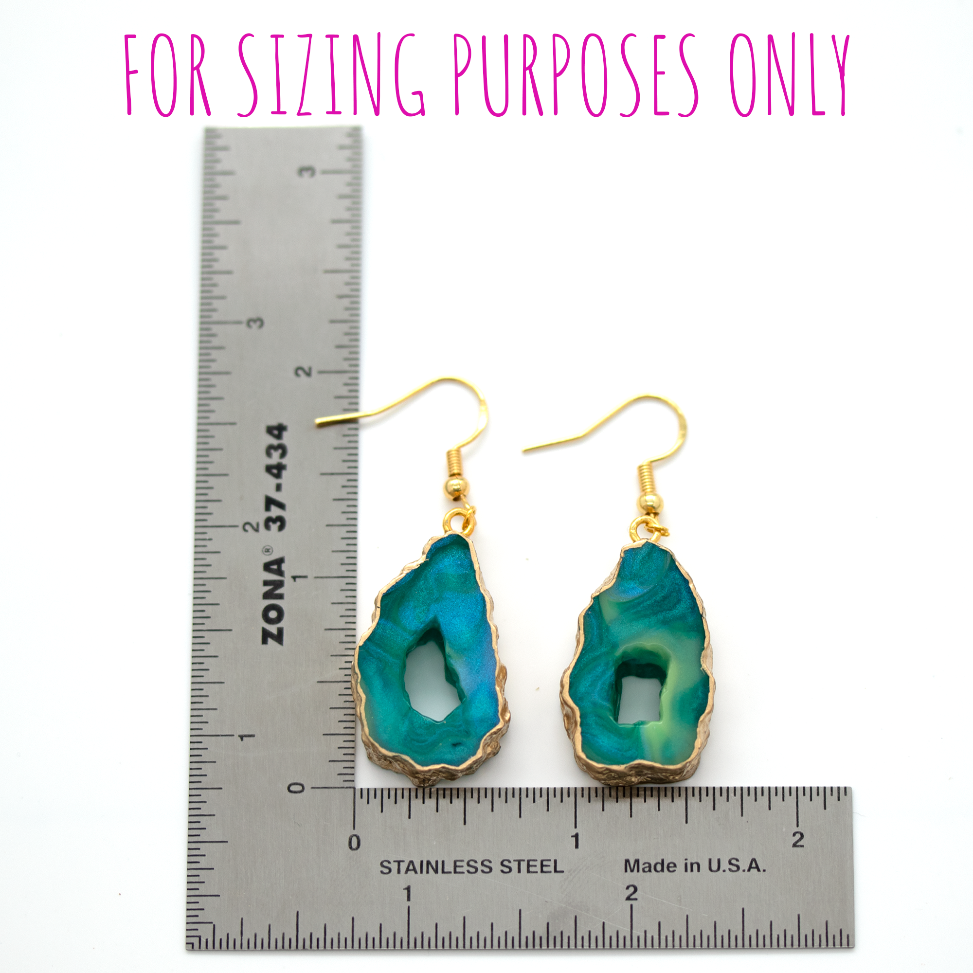 Aqua Blue Water Geode Earrings image 6