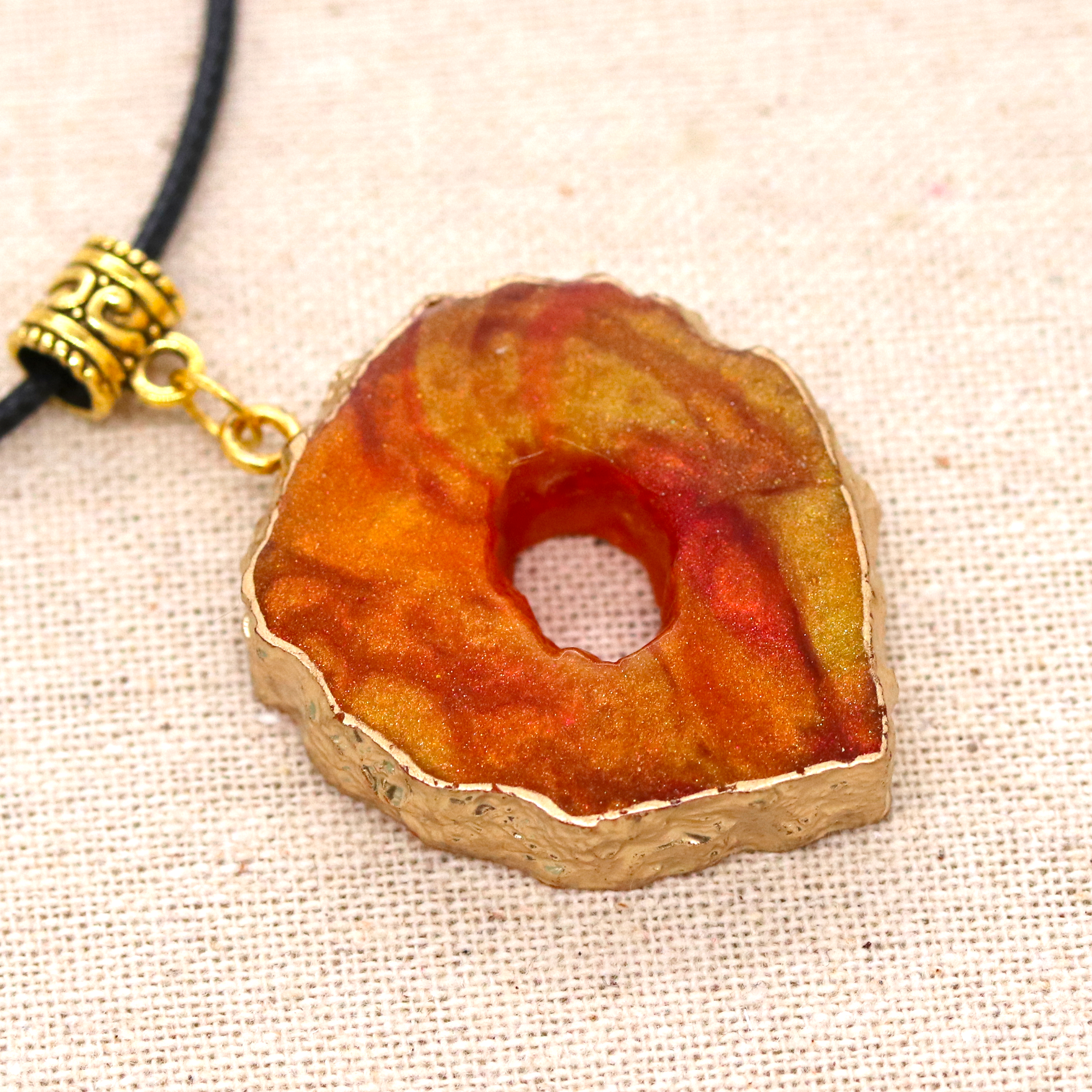 Amber Topaz Geode Pendant + Earrings Pendant Set image 5