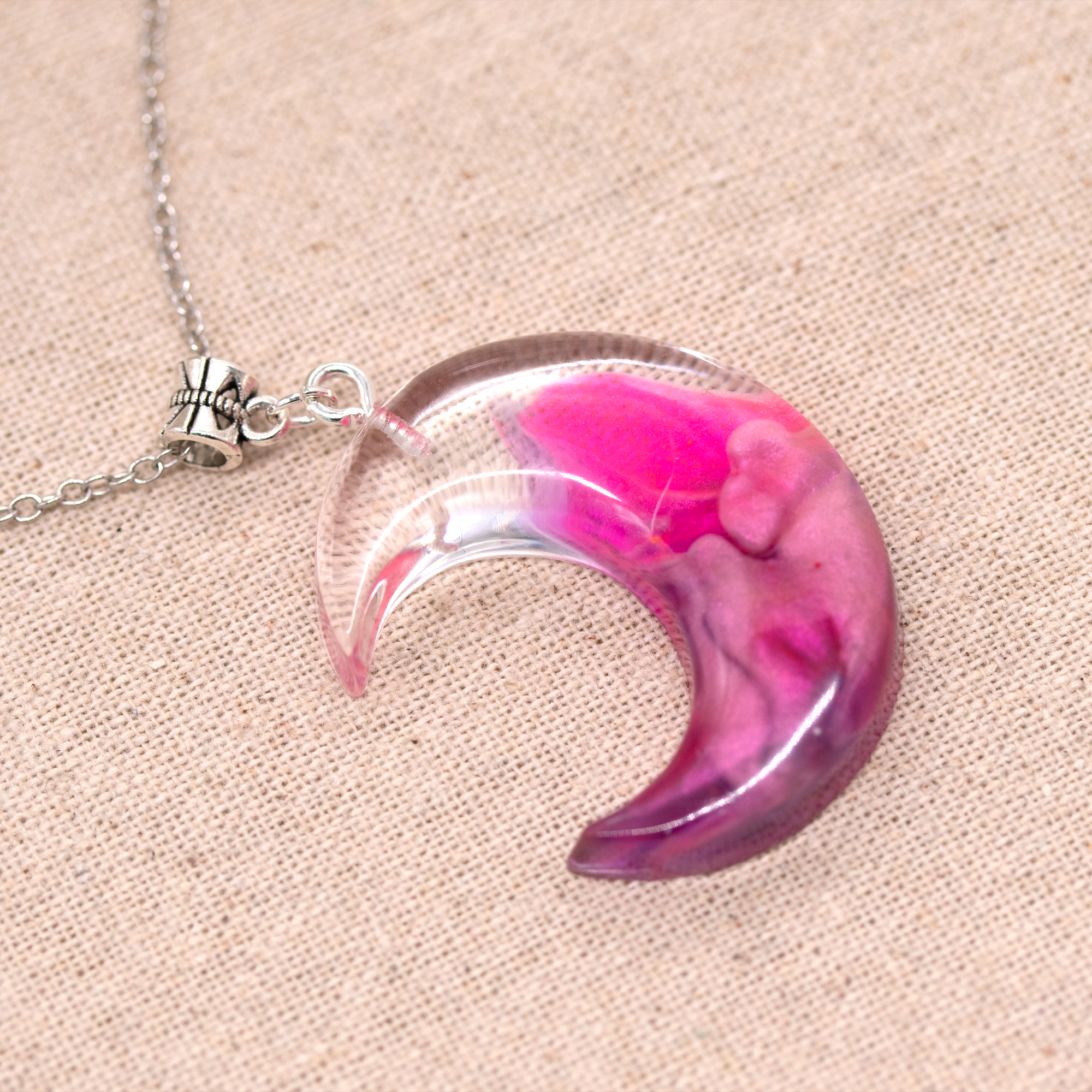 Pink or Orange Crescent Moon Pendant image 3