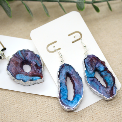 Teal + Purple Galaxy Geode Pendant image 4