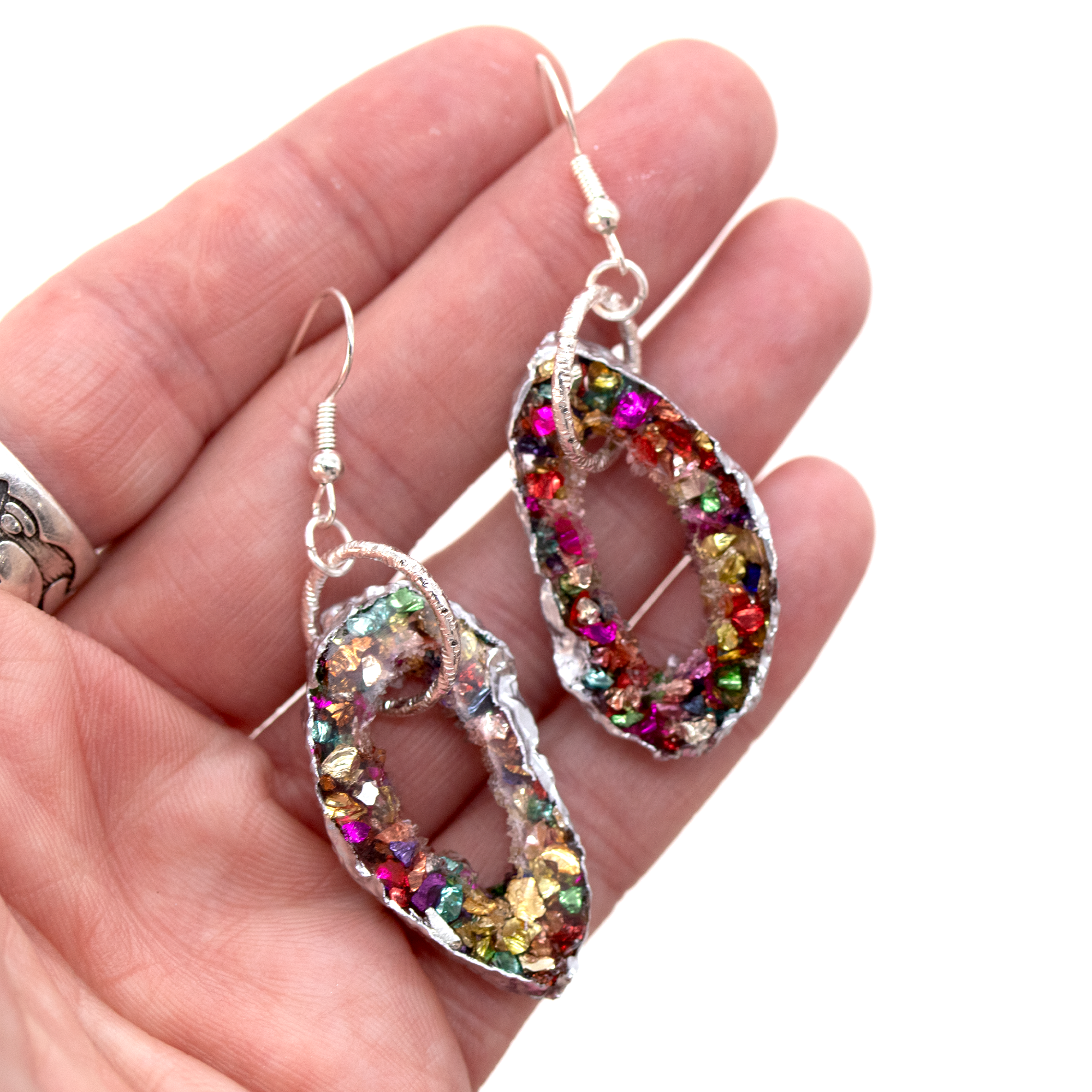 Rainbow Geode Pendant and Earrings Set image 9