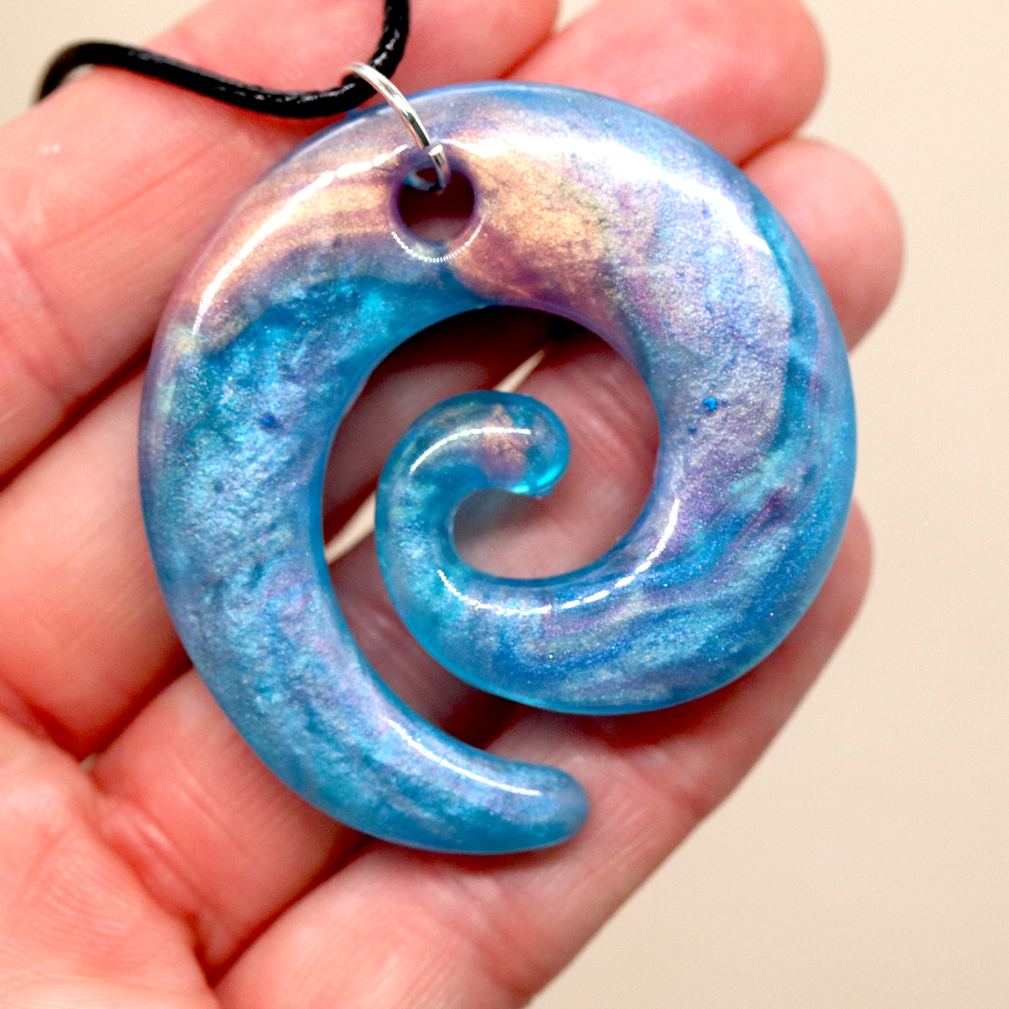 Iridescent Ocean Spiral Pendant image 5