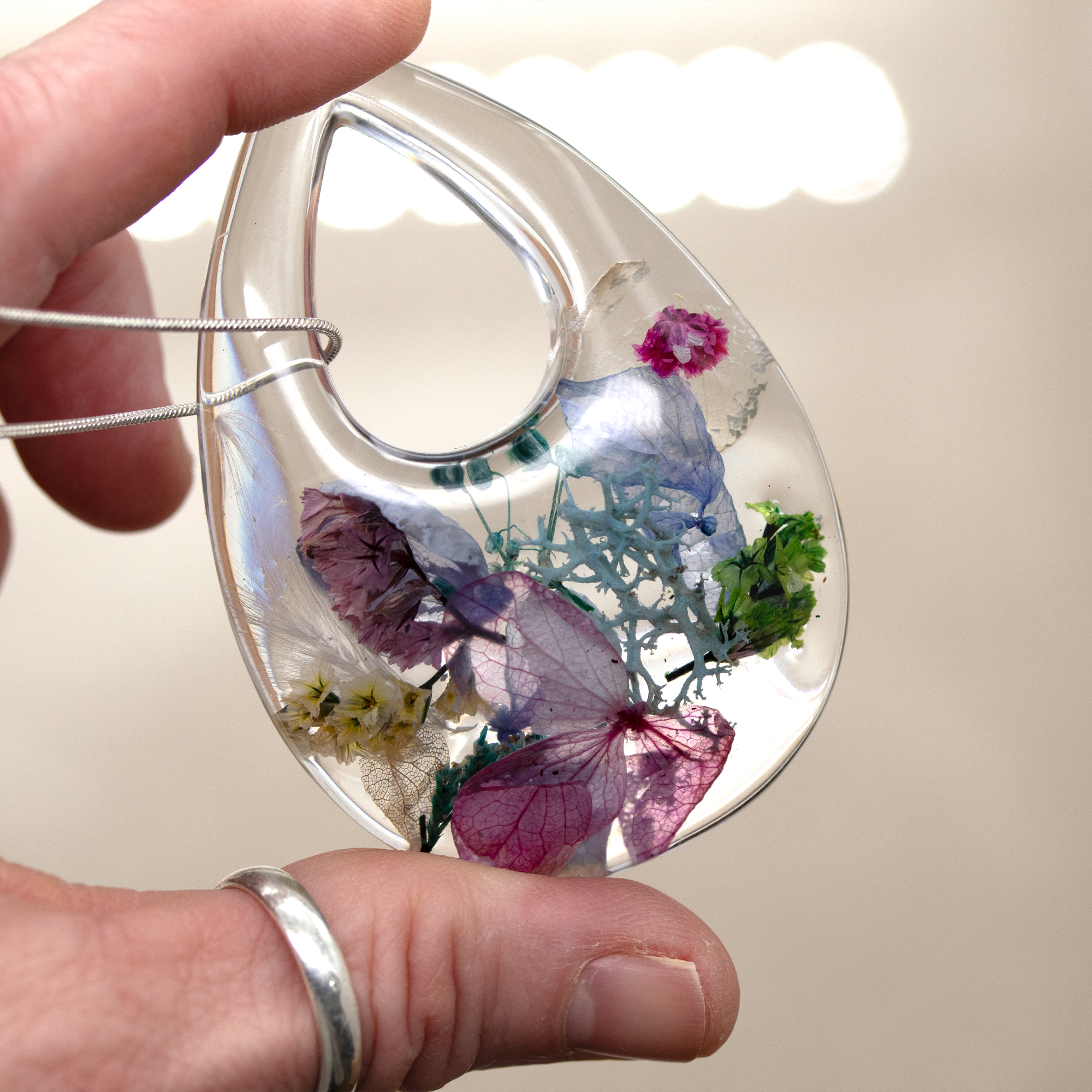 Botanical Flower Teardrop Pendant image 4