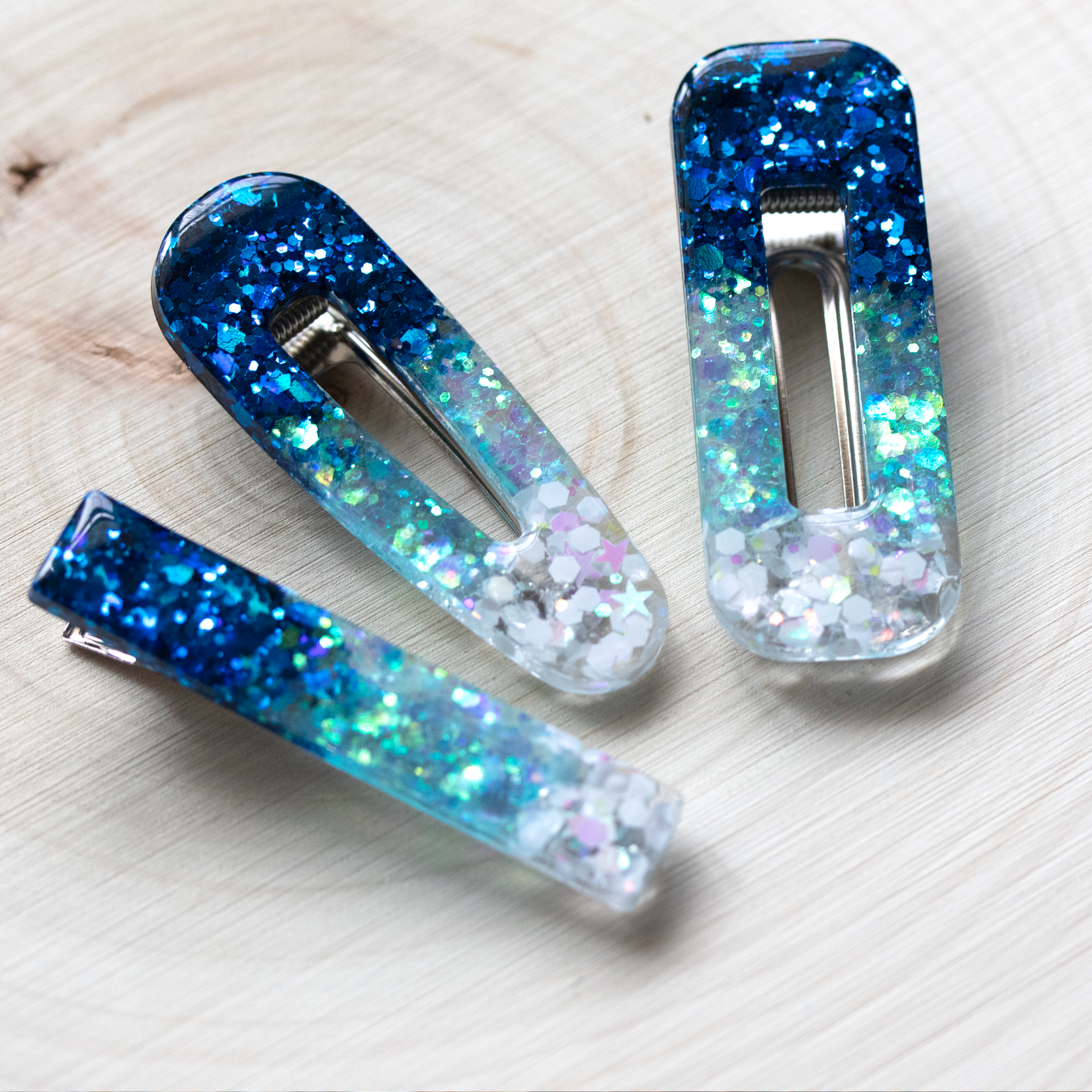 Little Mermaid Blue Ombre Sparkly Barrette Set image 1