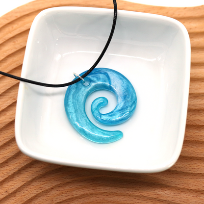 Ocean Pearly Blue Marble Spiral Pendant image 0