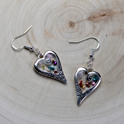 Confetti Scroll Heart Framed Earrings image 5