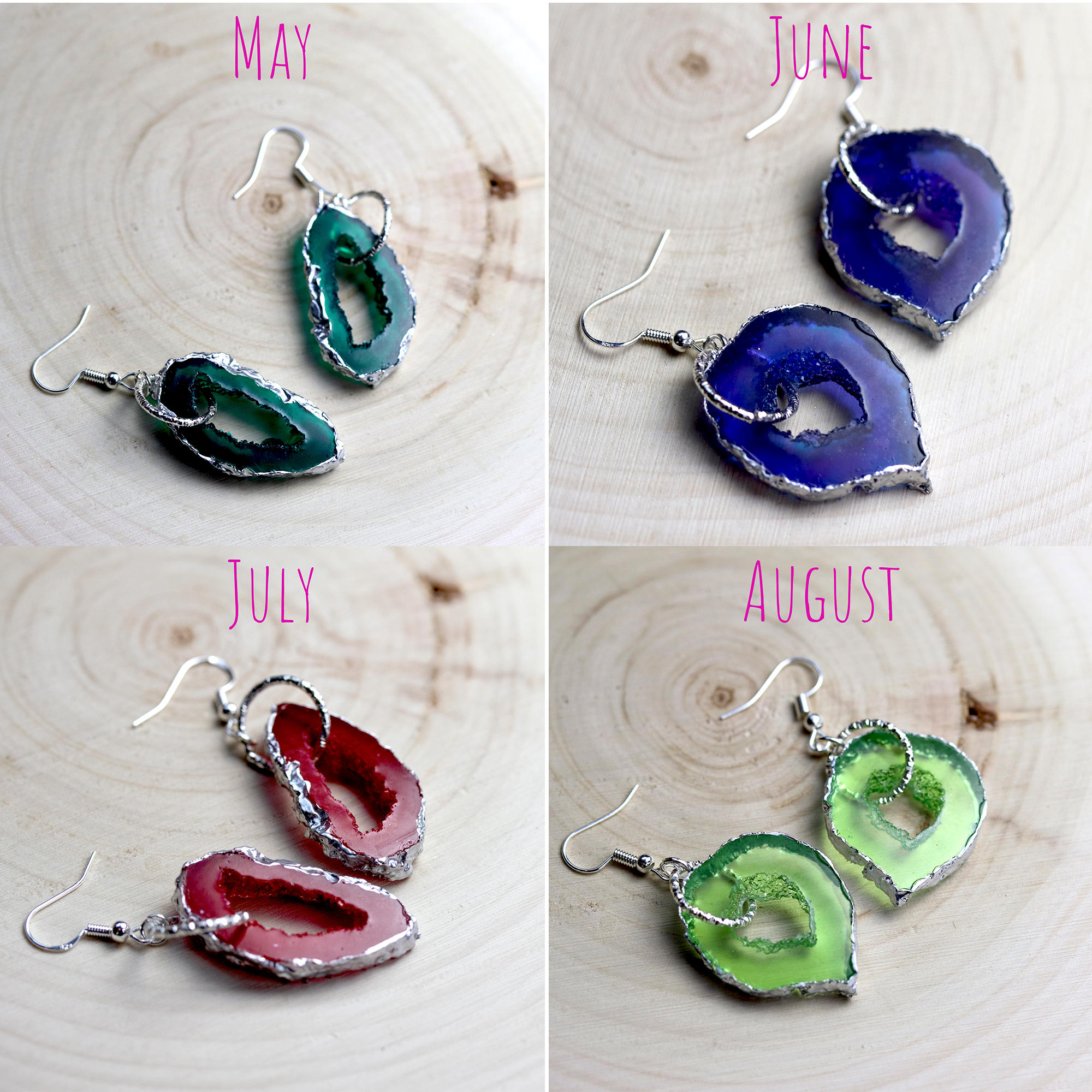 August - Peridot Birthstone Inspired Geode Earrings image 6