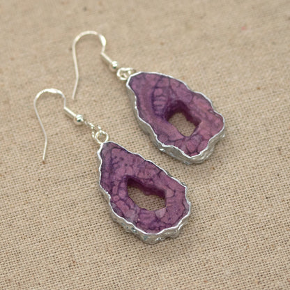 Lavender Crackle Geode Earrings Set image 7