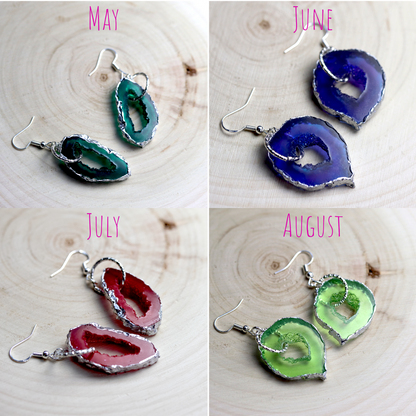 April - Diamond Birthstone Inspired Geode Earrings image 6