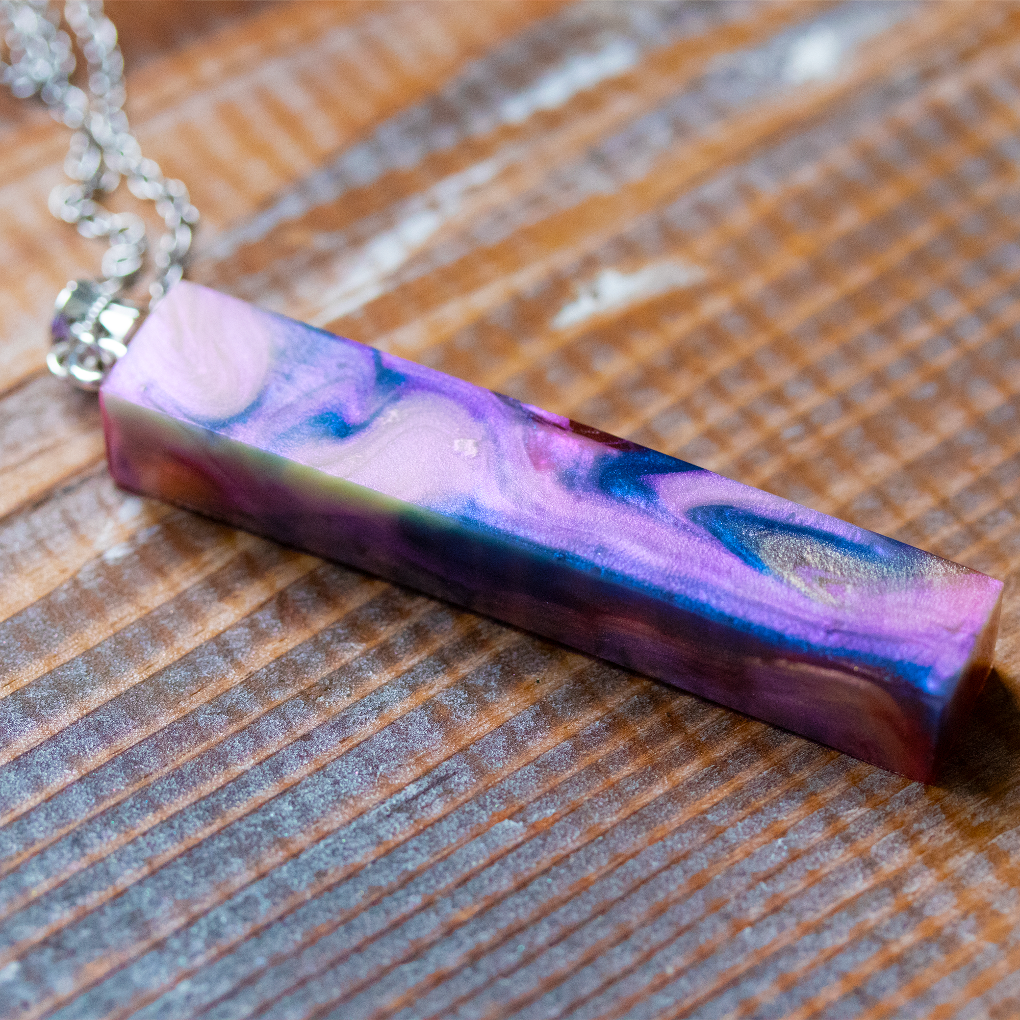 Pink + Purple Opal Marble Simple Bar Pendant image 0