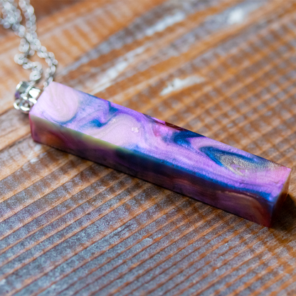 Pink + Purple Opal Marble Simple Bar Pendant image 0