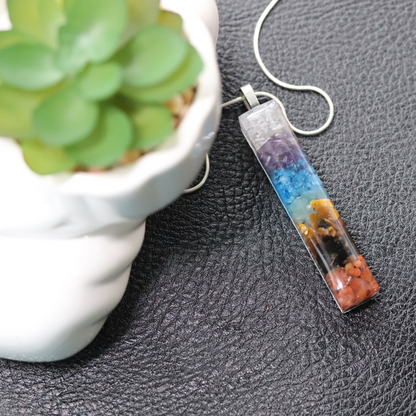 Minimalist 7 Chakra Stone Healing Crystals Bar Pendant image 0