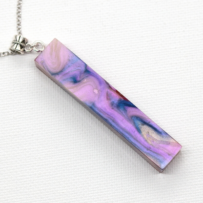 Pink + Purple Opal Marble Simple Bar Pendant image 6