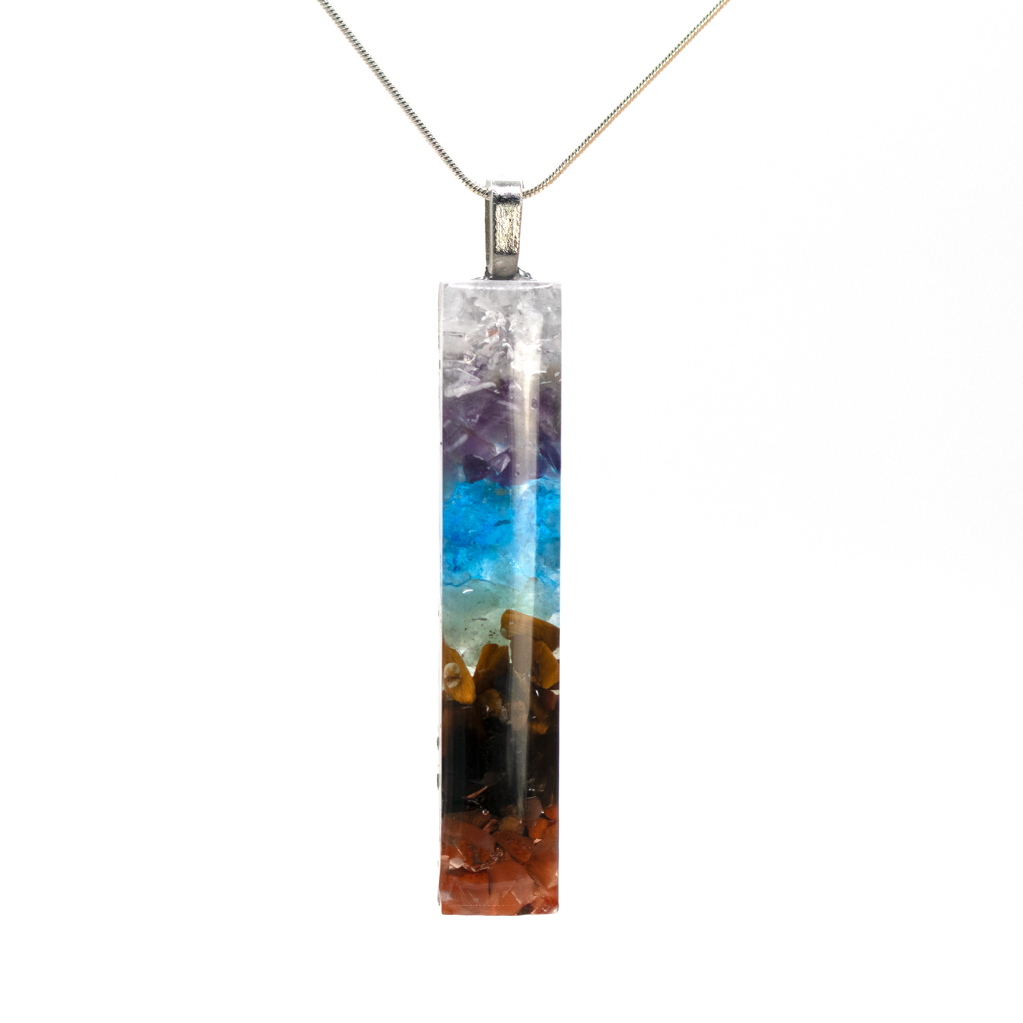 Minimalist 7 Chakra Stone Healing Crystals Bar Pendant image 2