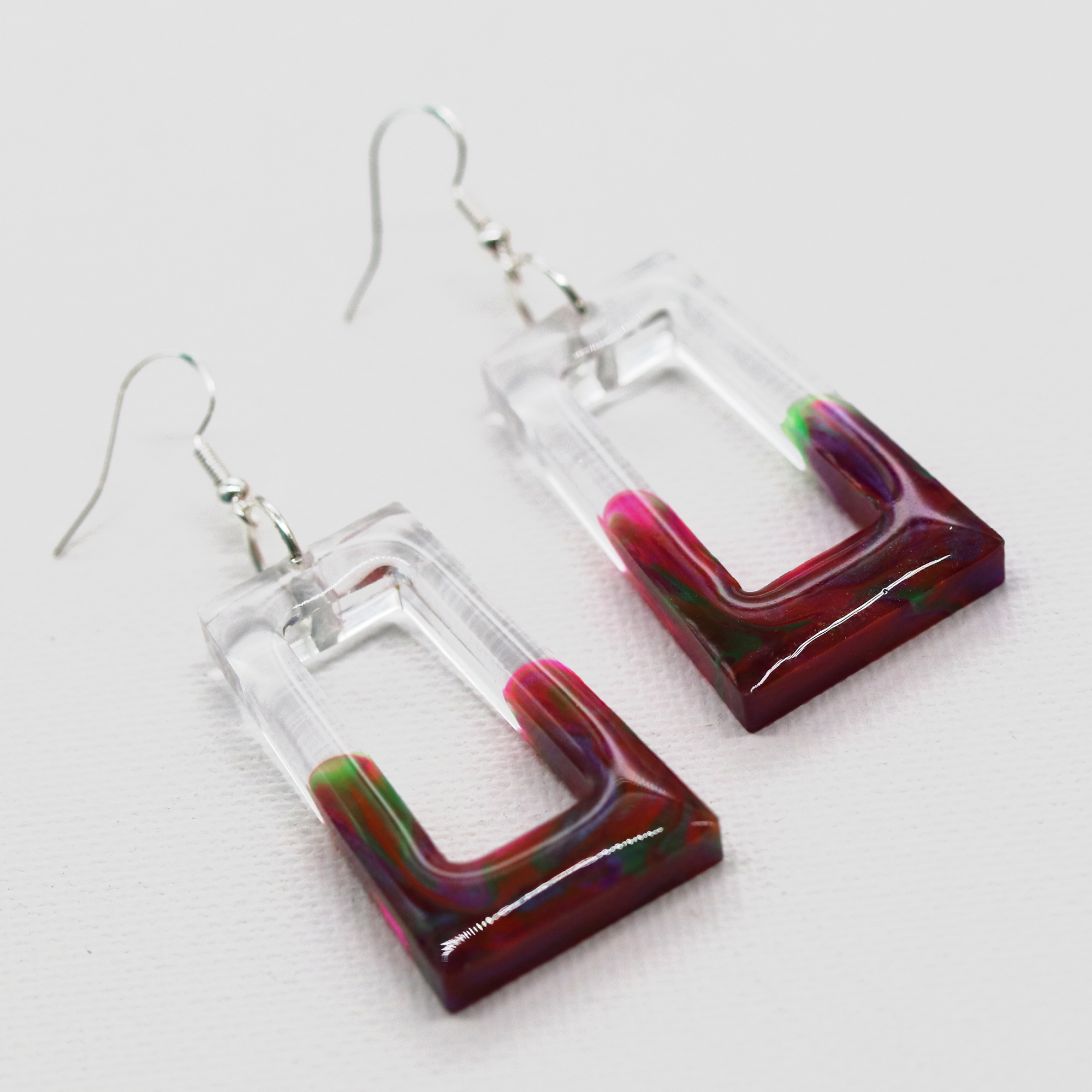 Psychedelic Swirl Boho Trapezoid-Shaped Earrings image 4