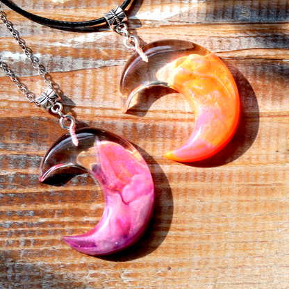 Pink or Orange Crescent Moon Pendant image 8