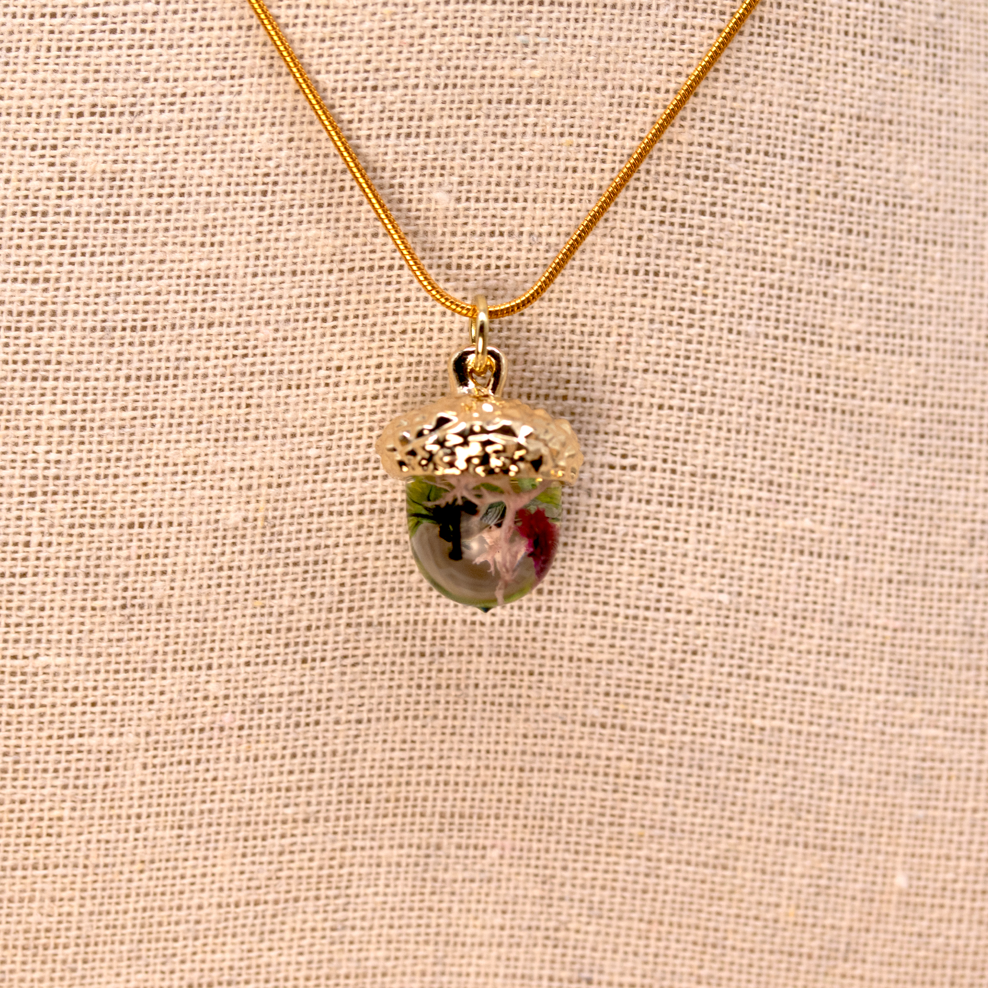 Dainty Botanical  Flower Acorn Pendant image 10