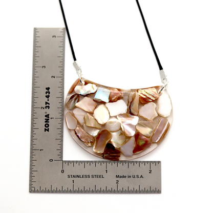 Crescent Moon Bib Pendant with Real Mother of Pearl Shells image 7