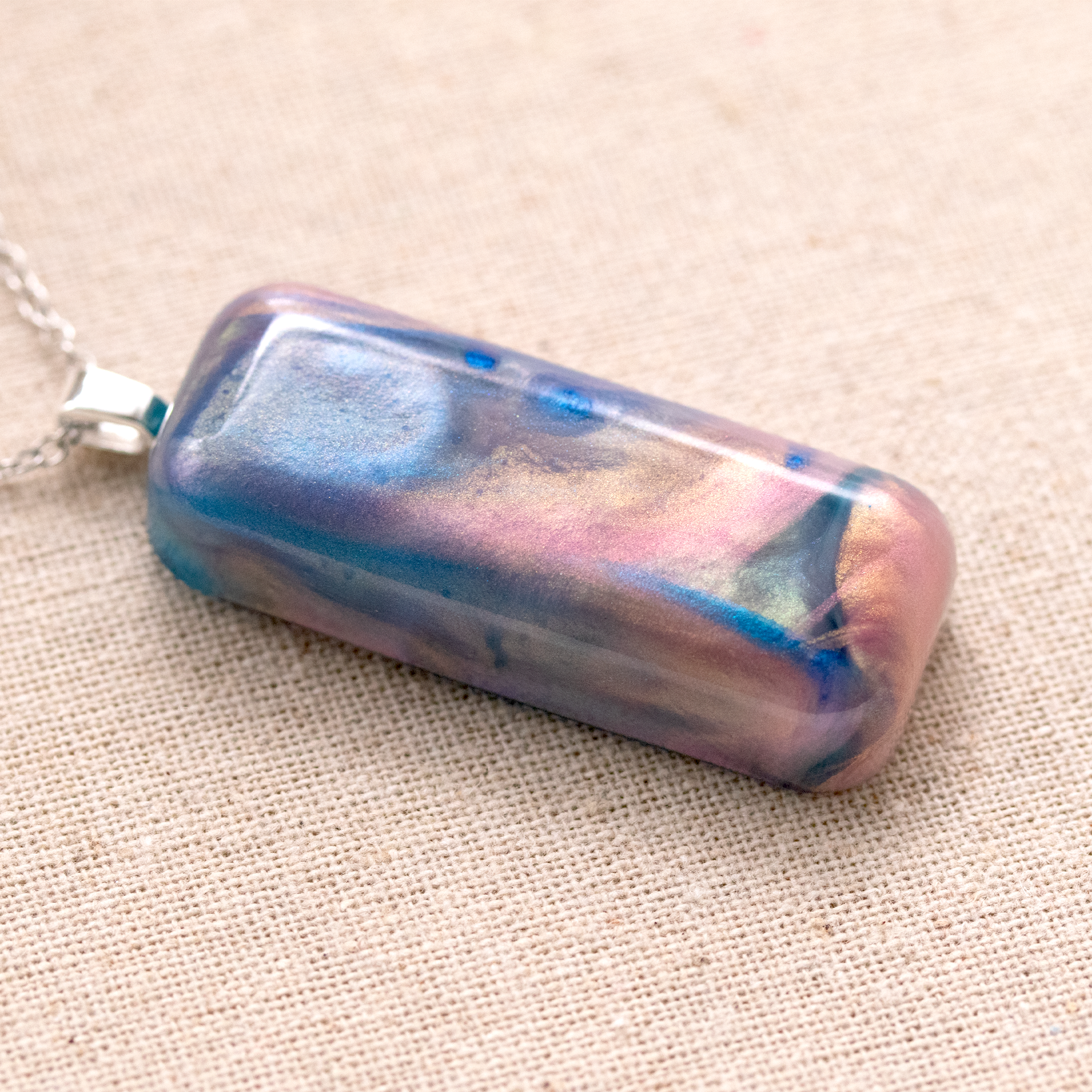 Pink + Blue Opal Worry Stone Pendant image 6