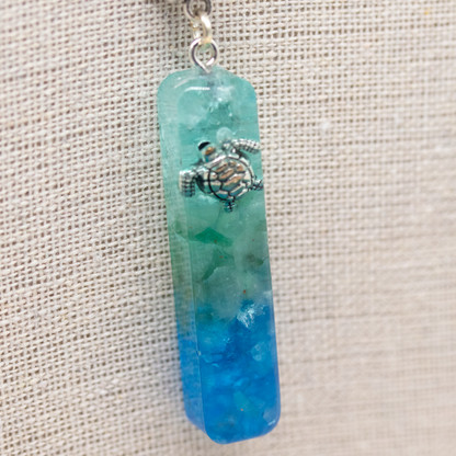 Ombre Sea Water Turtle Seascape Bar Pendant image 4