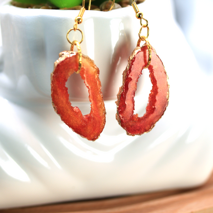 Amber Topaz Oval Geode Earrings image 0