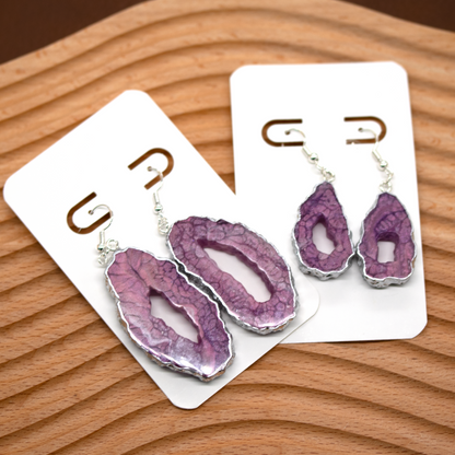 Lavender Crackle Geode Earrings Set image 1