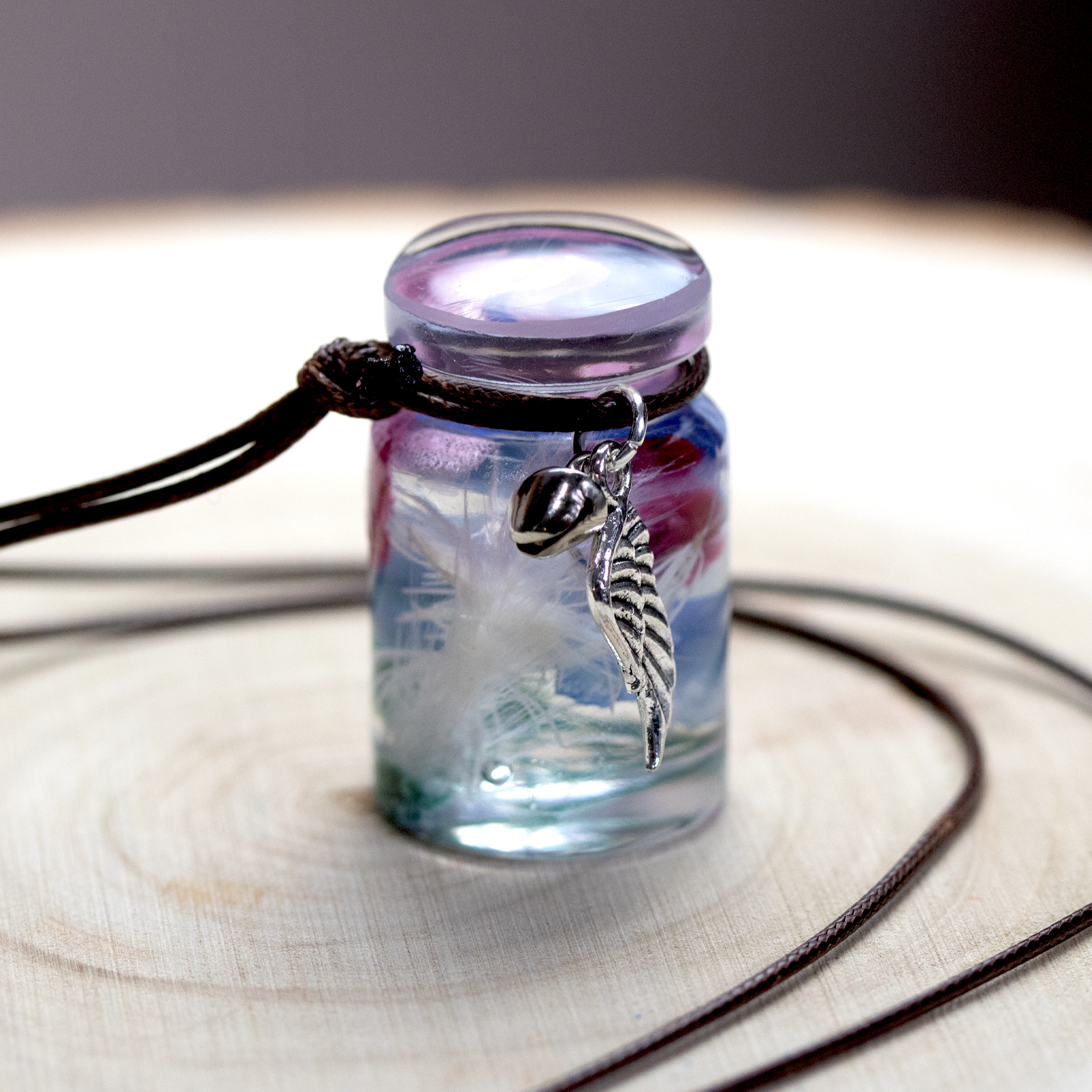 Blue Botanical Mason Jar Flower Pendant image 3