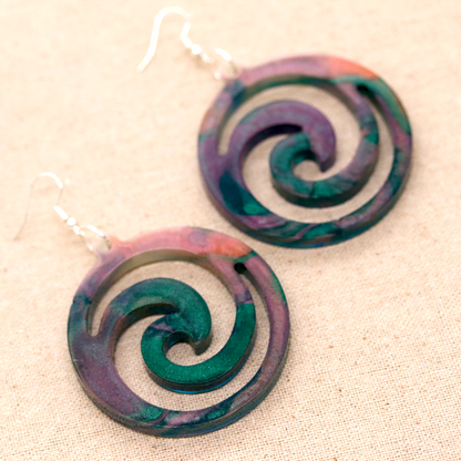 Jungle Marble Big Boho Spiral Earrings image 6